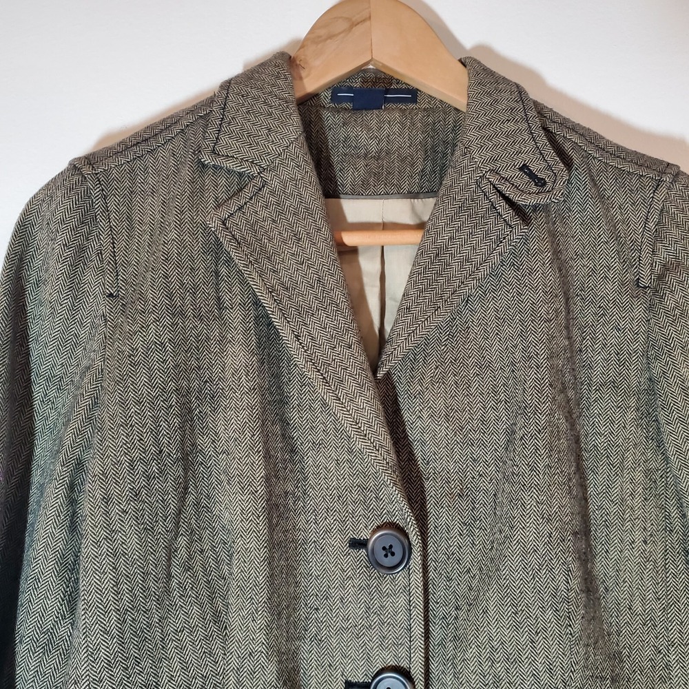 GAP Women's Blazer suit jacket Herringbone Academia Blazer Jacket Brown Size 4 - Picture 3 of 7